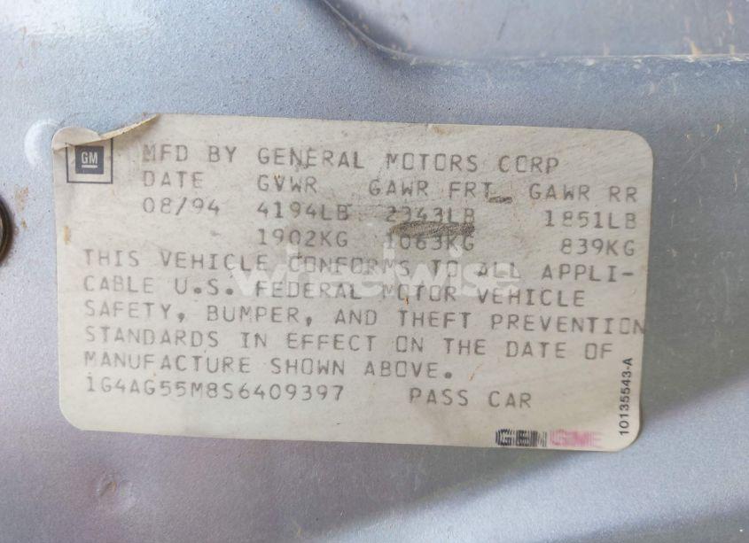 Photo 9 of 1995 Buick Century SPECIAL (VIN 1G4AG55M8S6409397)