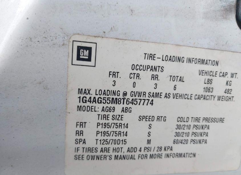 Photo 9 of 1996 Buick Century SPECIAL/CUSTOM/LIMITED (VIN 1G4AG55M8T6457774)