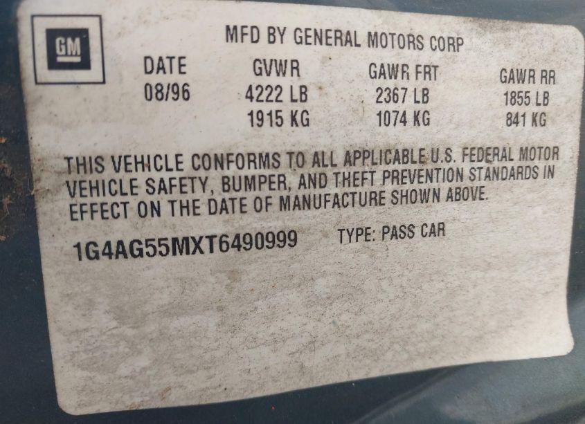 Photo 9 of 1996 Buick Century SPECIAL/CUSTOM/LIMITED (VIN 1G4AG55MXT6490999)