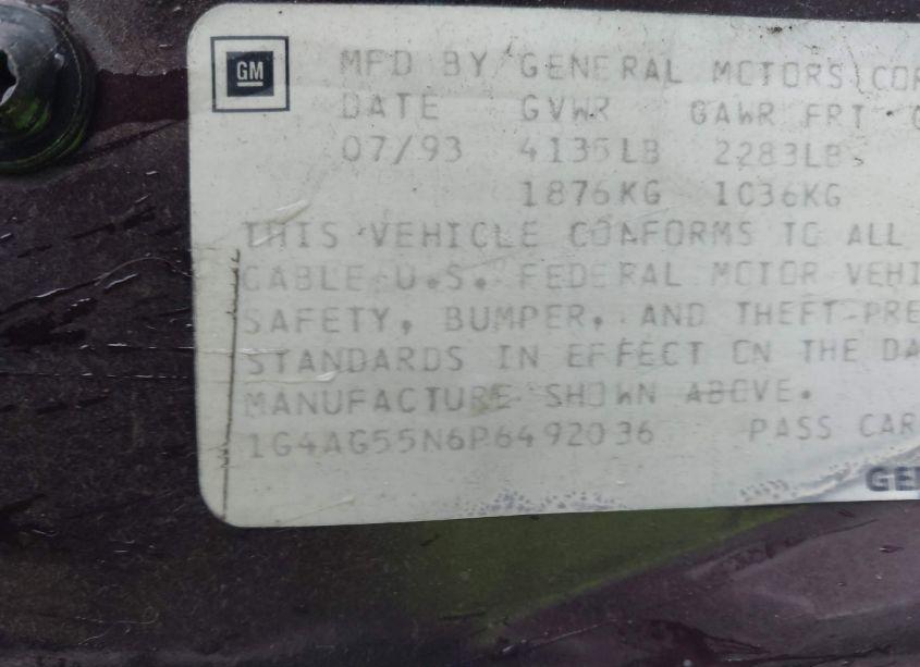 Photo 9 of 1993 Buick Century SPECIAL (VIN 1G4AG55N6P6492036)