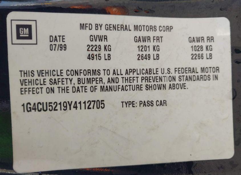 Photo 9 of 2000 Buick Park AVENUE ULTRA (VIN 1G4CU5219Y4112705)