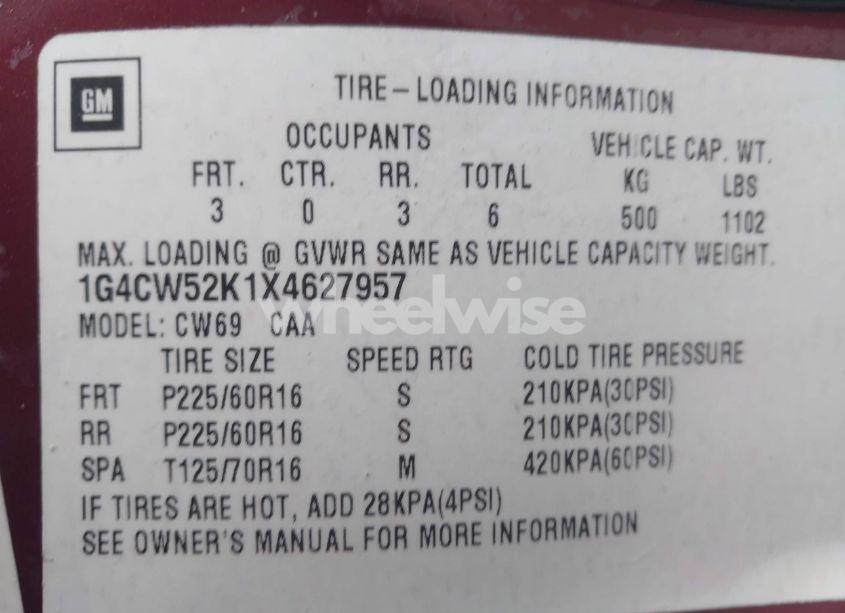 Photo 9 of 1999 Buick Park AVENUE (VIN 1G4CW52K1X4627957)