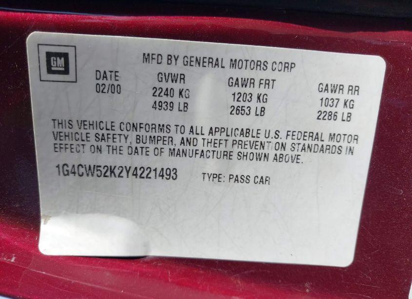 Photo 9 of 2000 Buick Park AVENUE (VIN 1G4CW52K2Y4221493)