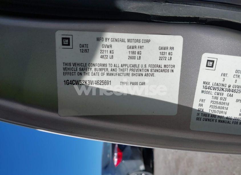 Photo 9 of 1998 Buick Park AVENUE (VIN 1G4CW52K3W4625691)