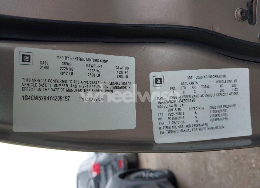 Photo 9 of 2000 Buick Park AVENUE (VIN 1G4CW52K4Y4209197)