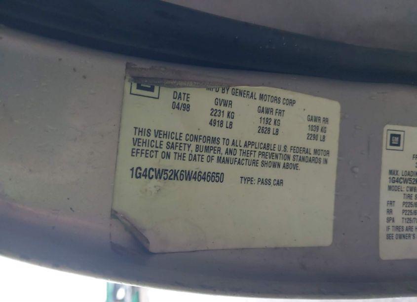 Photo 9 of 1998 Buick Park AVENUE (VIN 1G4CW52K6W4646650)