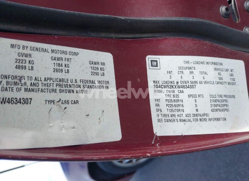 Photo 9 of 1998 Buick Park AVENUE (VIN 1G4CW52KXW4634307)