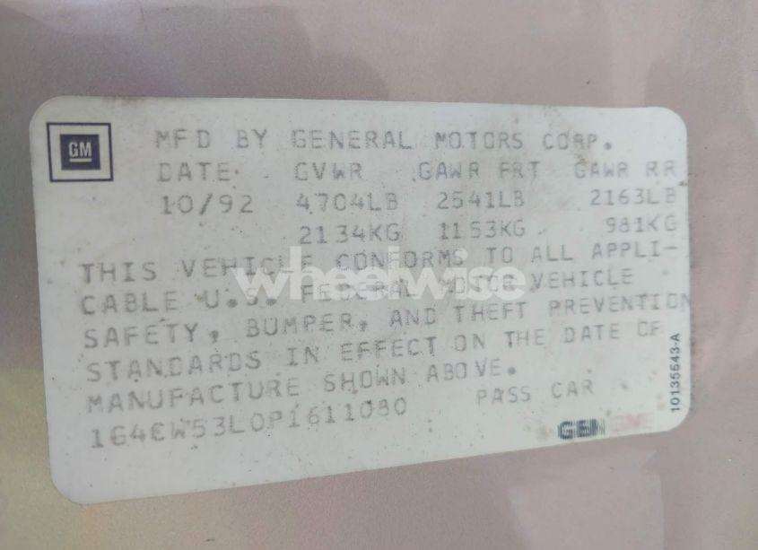 Photo 9 of 1993 Buick Park AVENUE (VIN 1G4CW53L0P1611080)