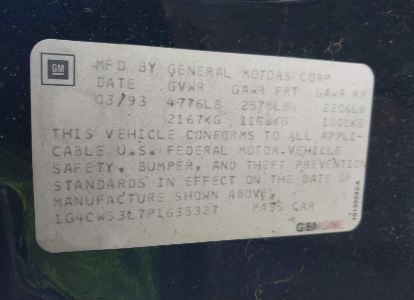 Photo 9 of 1993 Buick Park AVENUE (VIN 1G4CW53L7P1635327)