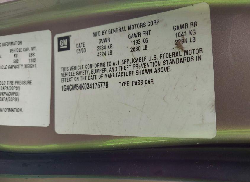 Photo 9 of 2003 Buick Park AVENUE (VIN 1G4CW54K034175779)