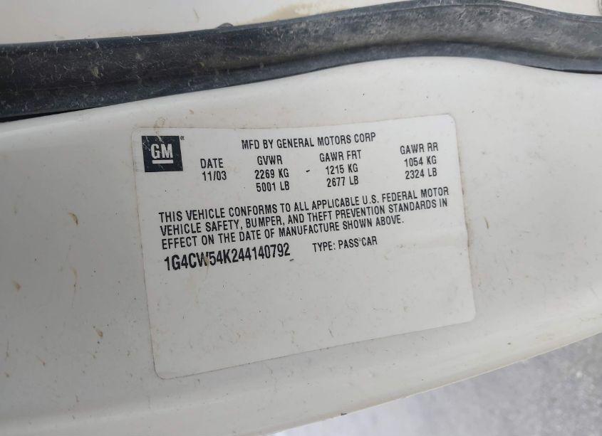 Photo 9 of 2004 Buick Park AVENUE (VIN 1G4CW54K244140792)