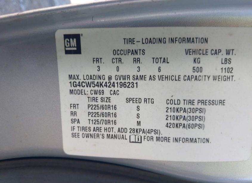 Photo 9 of 2002 Buick Park AVENUE (VIN 1G4CW54K424196231)