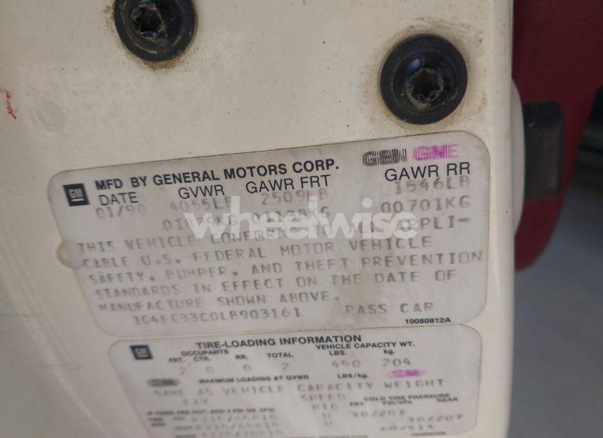 Photo 9 of 1990 Buick Reatta (VIN 1G4EC33C0LB903161)