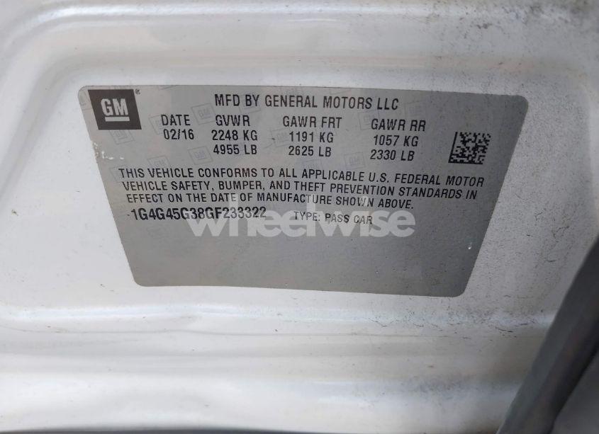 Photo 9 of 2016 Buick Lacrosse SPORT TOURING (VIN 1G4G45G38GF233322)