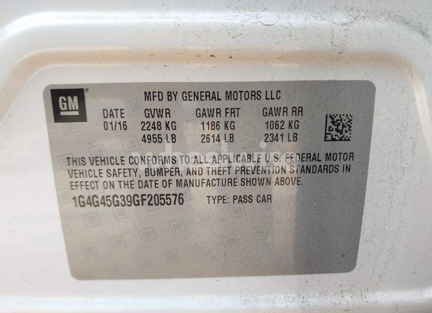 Photo 9 of 2016 Buick Lacrosse SPORT TOURING (VIN 1G4G45G39GF205576)