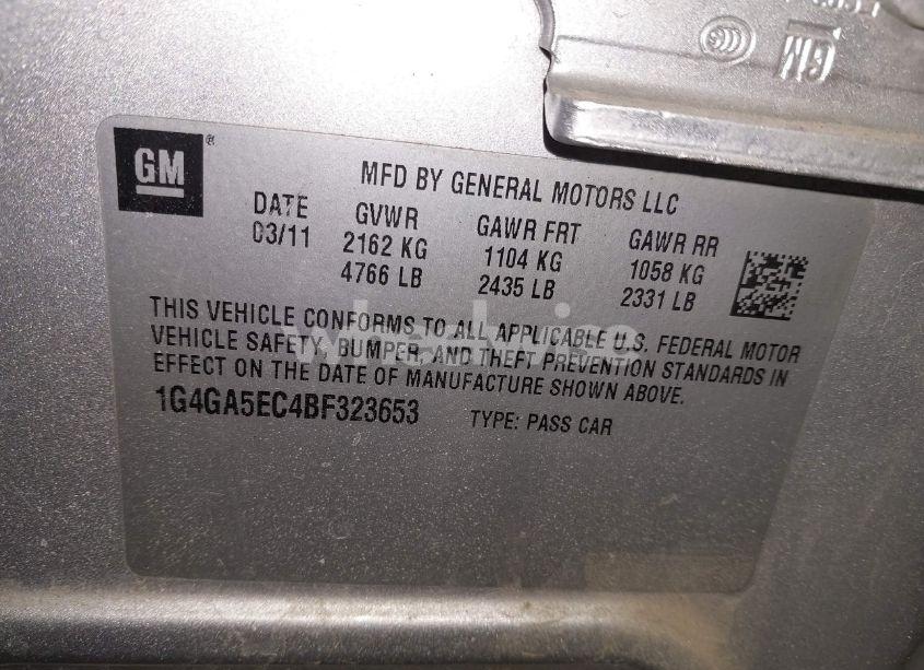 Photo 9 of 2011 Buick Lacrosse CX (VIN 1G4GA5EC4BF323653)