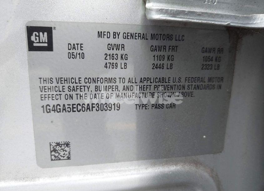 Photo 9 of 2010 Buick Lacrosse CX 4 CYL. (VIN 1G4GA5EC6AF303919)