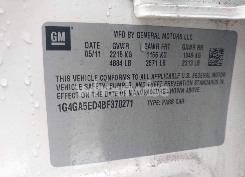 Photo 9 of 2011 Buick Lacrosse CX (VIN 1G4GA5ED4BF370271)