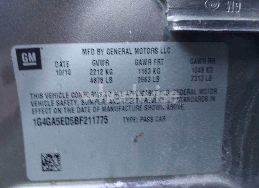 Photo 9 of 2011 Buick Lacrosse CX (VIN 1G4GA5ED5BF211775)