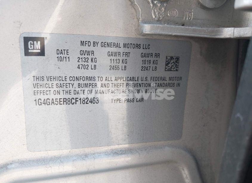 Photo 9 of 2012 Buick Lacrosse (VIN 1G4GA5ER8CF182463)