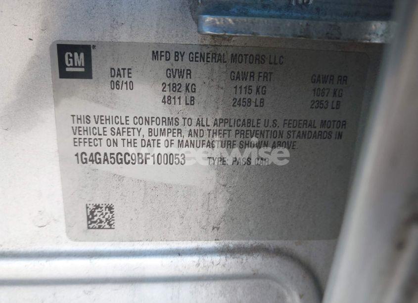 Photo 9 of 2011 Buick Lacrosse CX (VIN 1G4GA5GC9BF100053)