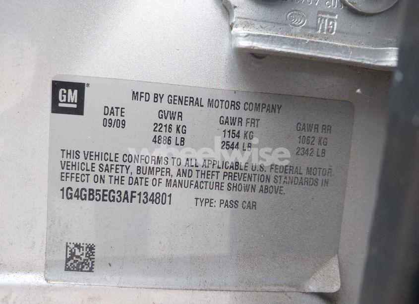 Photo 9 of 2010 Buick Lacrosse CX (VIN 1G4GB5EG3AF134801)