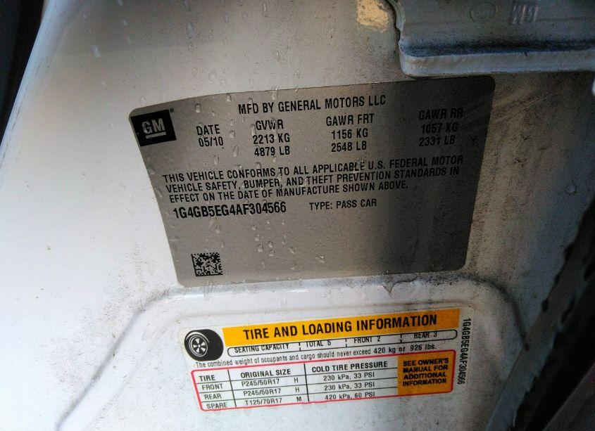 Photo 9 of 2010 Buick Lacrosse CX (VIN 1G4GB5EG4AF304566)