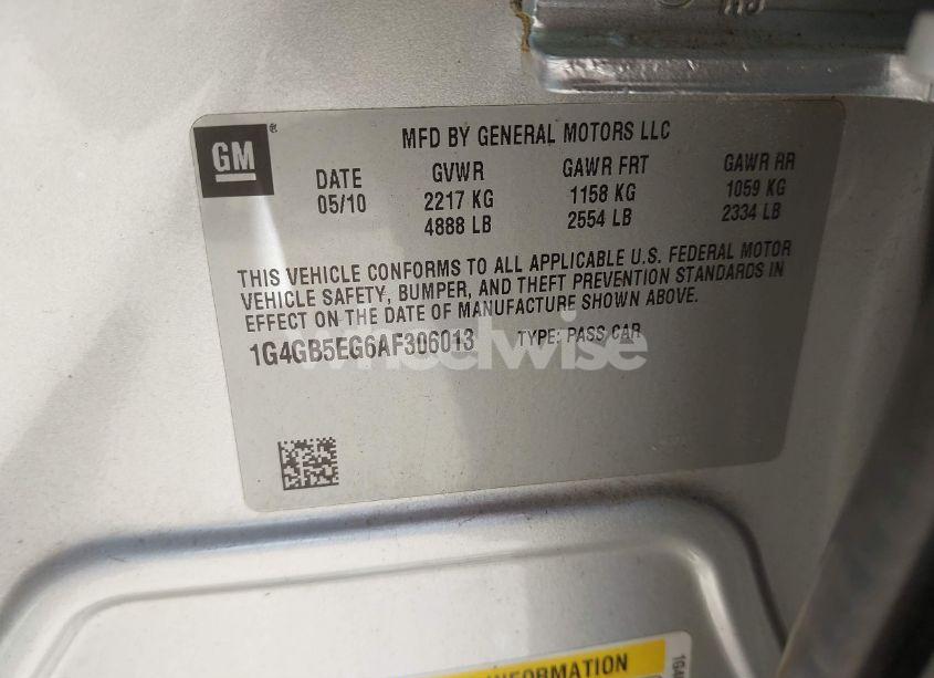 Photo 9 of 2010 Buick Lacrosse CX (VIN 1G4GB5EG6AF306013)