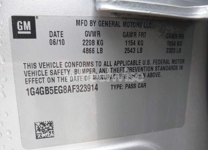 Photo 9 of 2010 Buick Lacrosse CX (VIN 1G4GB5EG8AF323914)