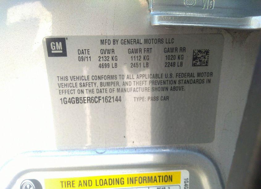 Photo 9 of 2012 Buick Lacrosse CONVENIENCE GROUP (VIN 1G4GB5ER6CF162144)