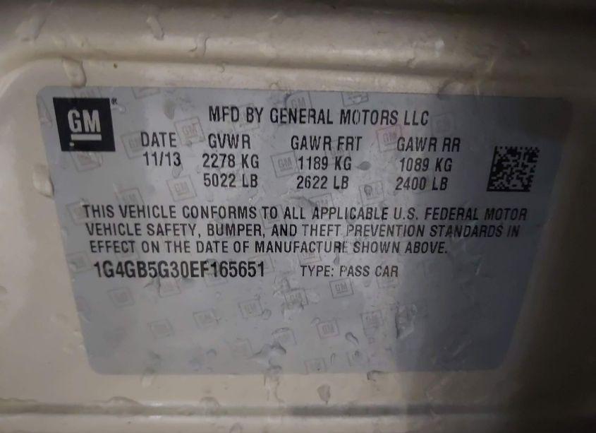 Photo 9 of 2014 Buick Lacrosse LEATHER GROUP (VIN 1G4GB5G30EF165651)