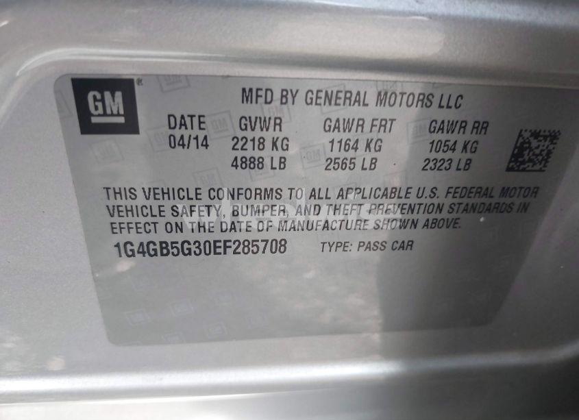 Photo 9 of 2014 Buick Lacrosse LEATHER GROUP (VIN 1G4GB5G30EF285708)