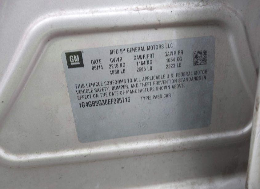 Photo 9 of 2014 Buick Lacrosse LEATHER GROUP (VIN 1G4GB5G30EF305715)