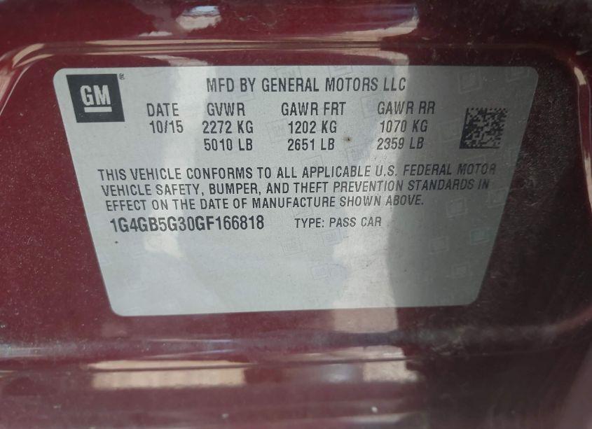 Photo 9 of 2016 Buick Lacrosse LEATHER (VIN 1G4GB5G30GF166818)