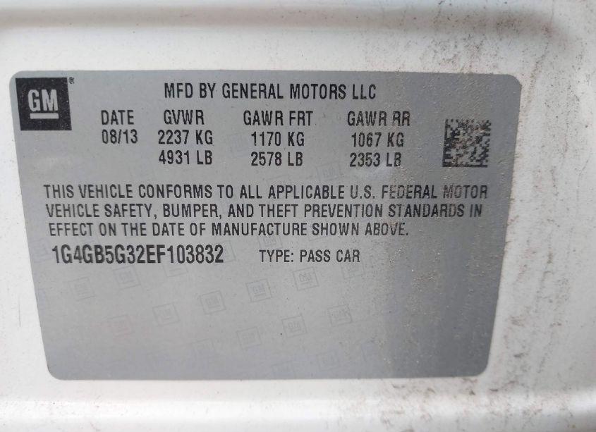 Photo 9 of 2014 Buick Lacrosse LEATHER GROUP (VIN 1G4GB5G32EF103832)