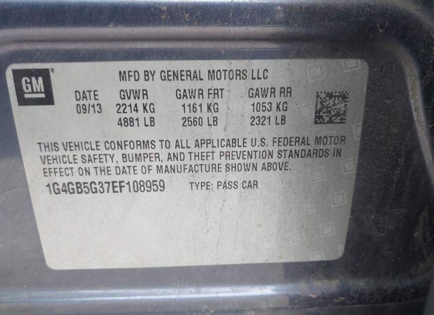 Photo 9 of 2014 Buick Lacrosse LEATHER GROUP (VIN 1G4GB5G37EF108959)