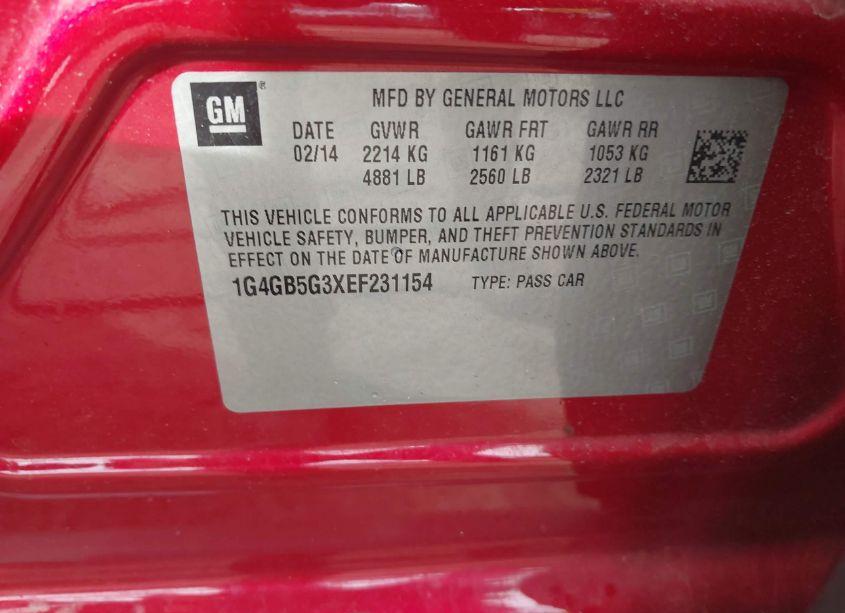 Photo 9 of 2014 Buick Lacrosse LEATHER GROUP (VIN 1G4GB5G3XEF231154)