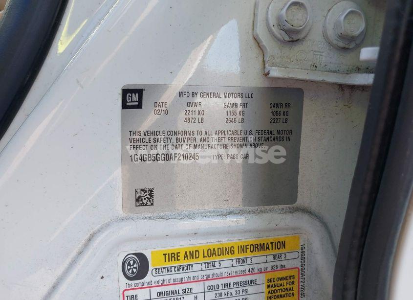 Photo 9 of 2010 Buick Lacrosse CX (VIN 1G4GB5GG0AF210245)