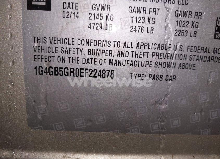 Photo 9 of 2014 Buick Lacrosse LEATHER GROUP (VIN 1G4GB5GR0EF224878)