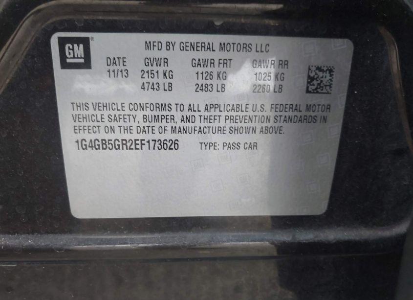 Photo 9 of 2014 Buick Lacrosse LEATHER GROUP (VIN 1G4GB5GR2EF173626)