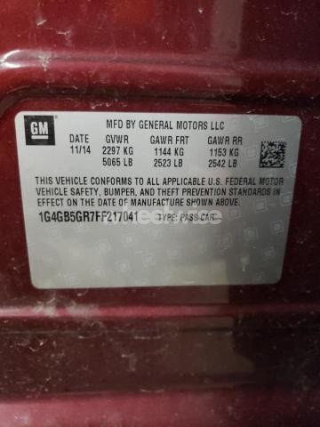 Photo 4 of 2015 BUICK LACROSSE N/A (VIN 1G4GB5GR7FF217041)