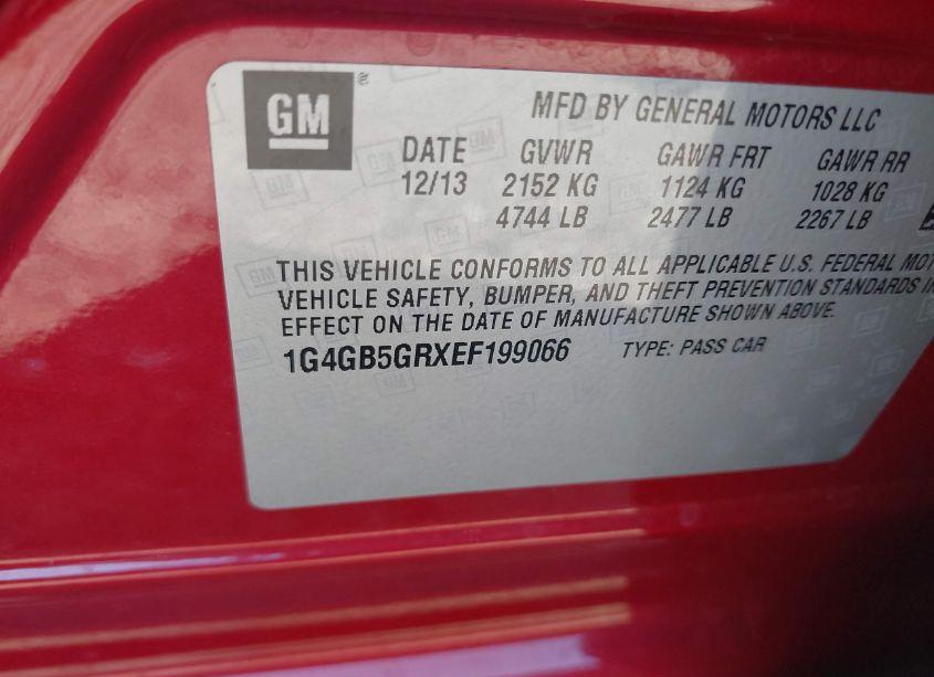 Photo 9 of 2014 Buick Lacrosse LEATHER GROUP (VIN 1G4GB5GRXEF199066)