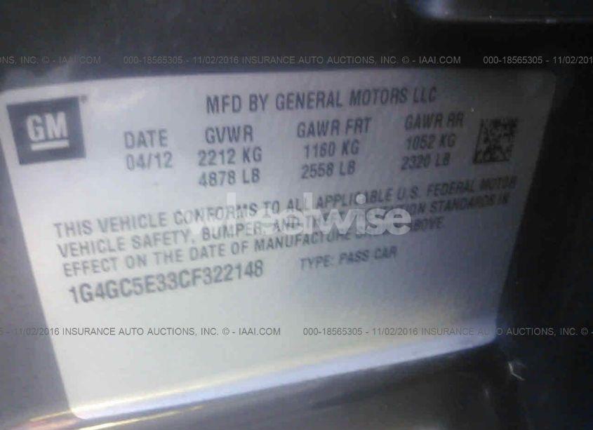 Photo 9 of 2012 Buick Lacrosse LEATHER GROUP (VIN 1G4GC5E33CF322148)