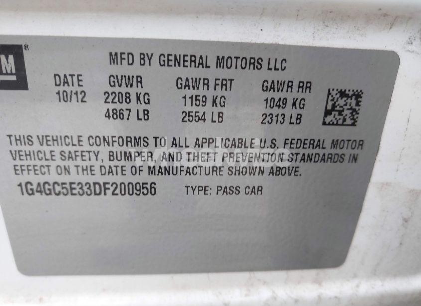 Photo 9 of 2013 Buick Lacrosse LEATHER GROUP (VIN 1G4GC5E33DF200956)