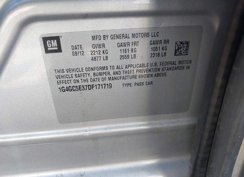 Photo 8 of 2013 Buick Lacrosse LEATHER GROUP (VIN 1G4GC5E37DF171719)