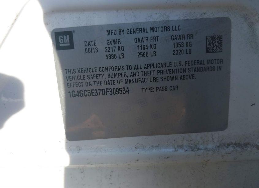 Photo 9 of 2013 Buick Lacrosse LEATHER GROUP (VIN 1G4GC5E37DF309534)