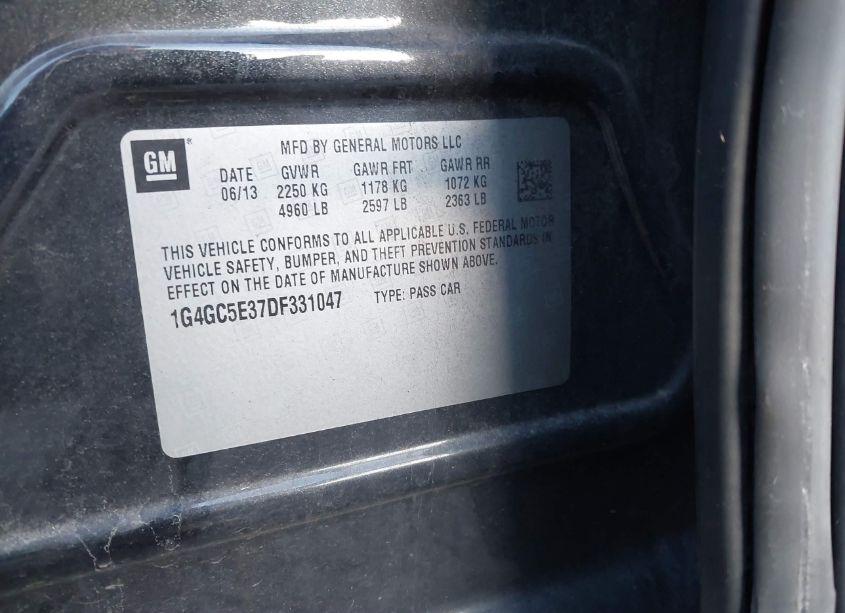 Photo 9 of 2013 Buick Lacrosse LEATHER GROUP (VIN 1G4GC5E37DF331047)