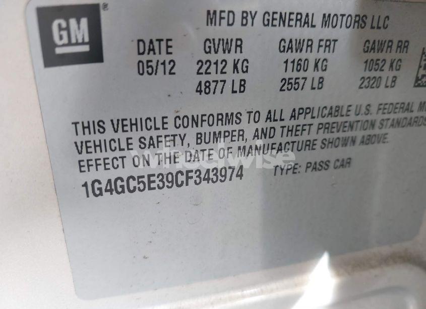 Photo 9 of 2012 Buick Lacrosse LEATHER GROUP (VIN 1G4GC5E39CF343974)