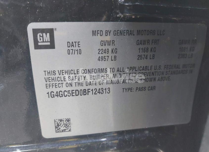 Photo 9 of 2011 Buick Lacrosse CXL (VIN 1G4GC5ED0BF124313)