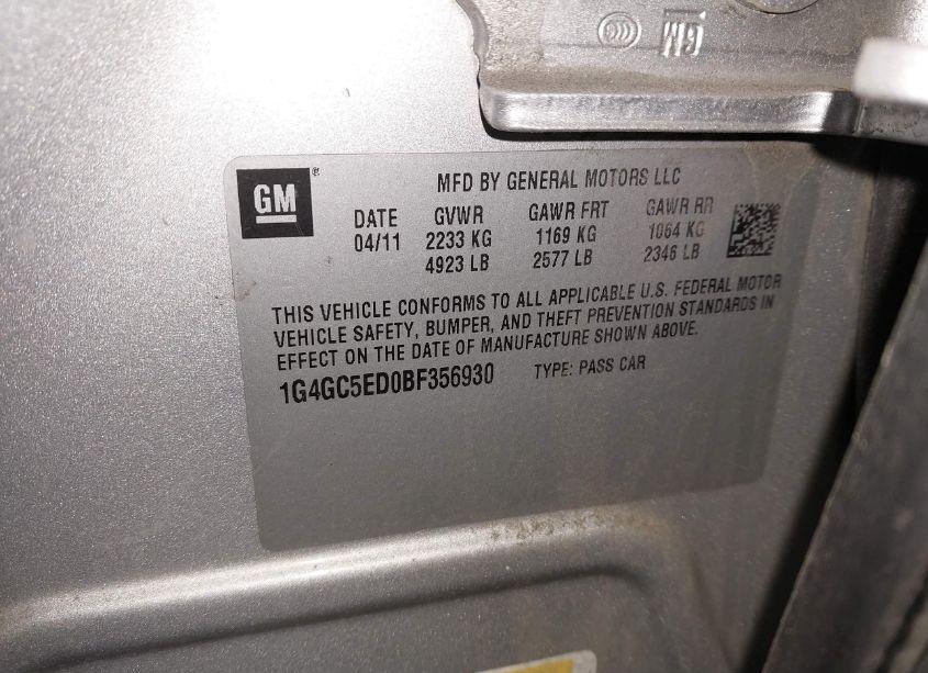 Photo 9 of 2011 Buick Lacrosse CXL (VIN 1G4GC5ED0BF356930)